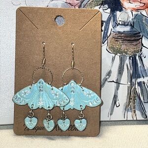 Lunar moth handmade clay earrings